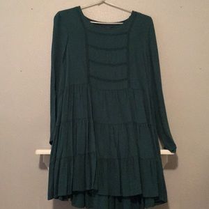 Teal long-sleeved dress